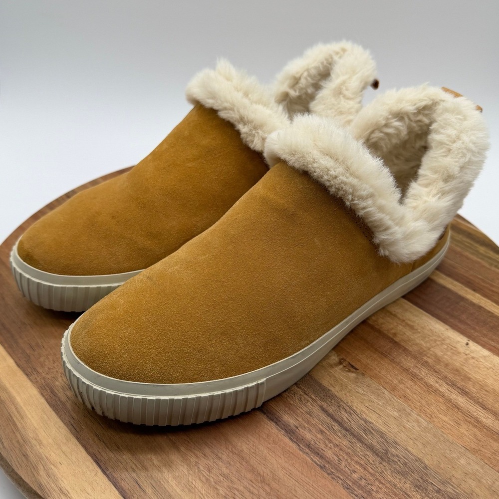 Timberland Skyla Bay‎ Women's Size 7 Suede Faux Fur Slip On Mules Wheat Tan 0487